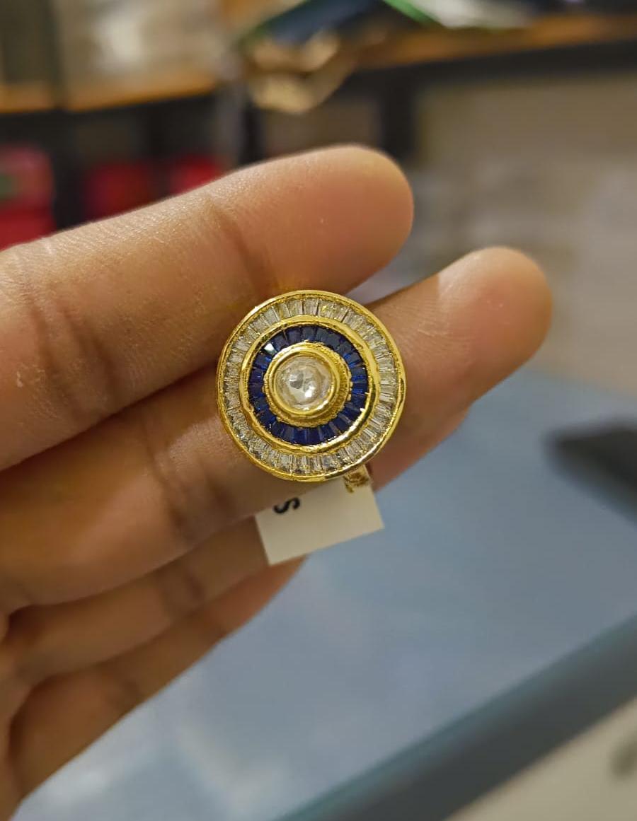 Royal Sapphire Halo CZ Ring