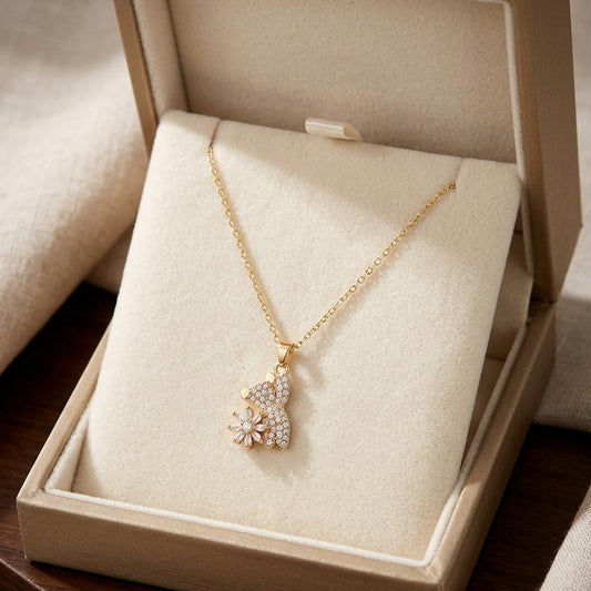 Golden flutter ad necklace